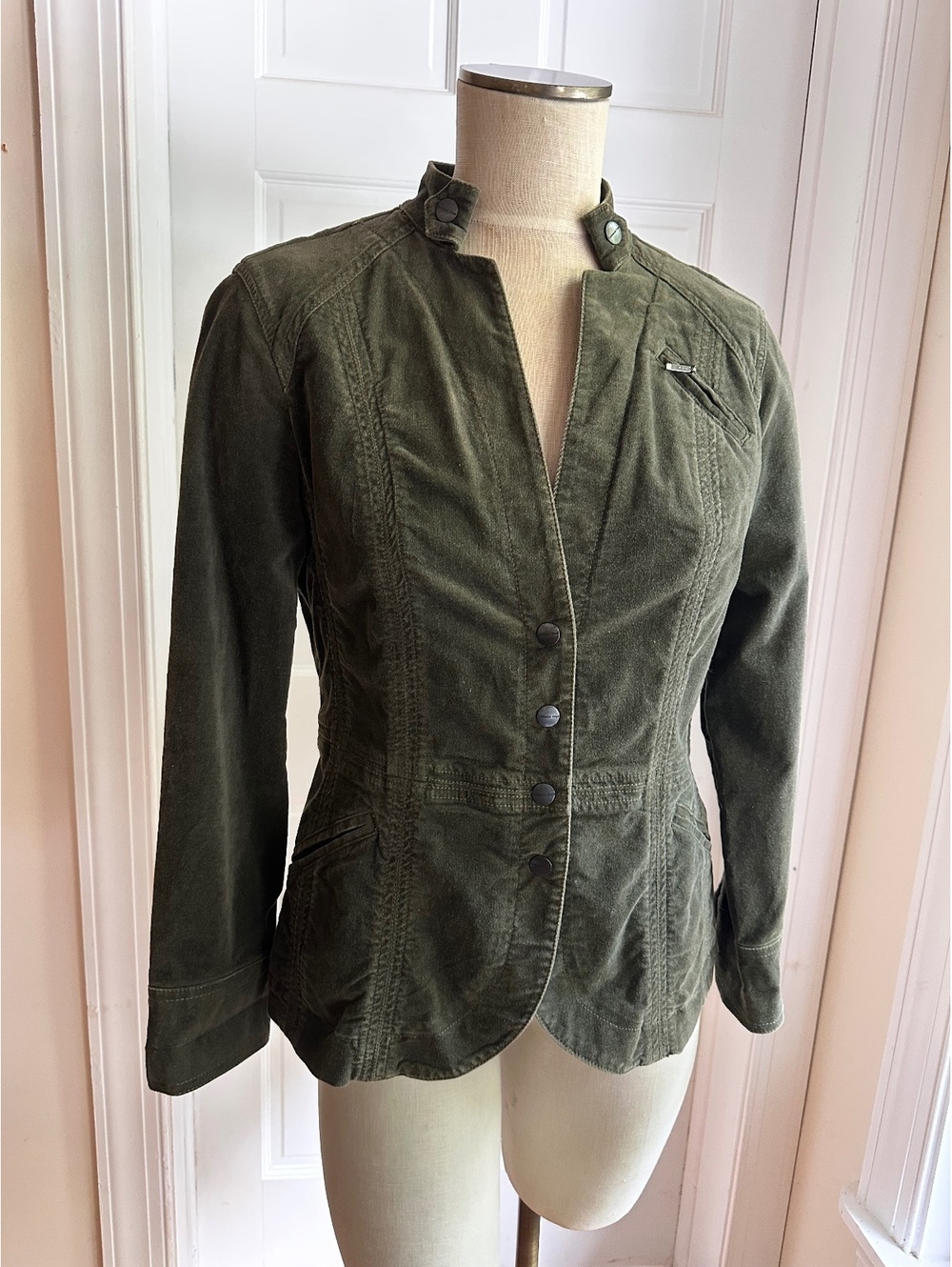 Olive Green Jacket Coldwater Creek Olive Corduroy Utility Jacket Size PS